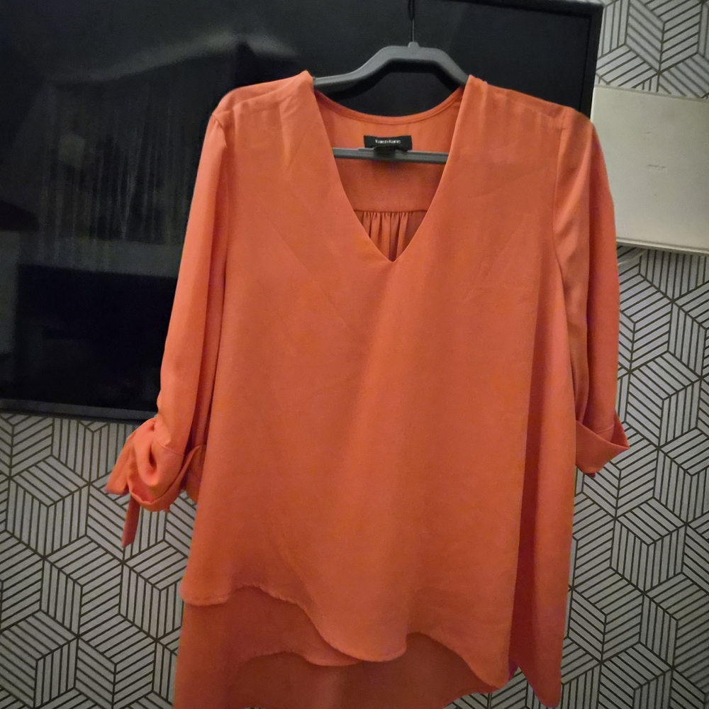 Karen Kane Vibrant Orange V-Neck Blouse